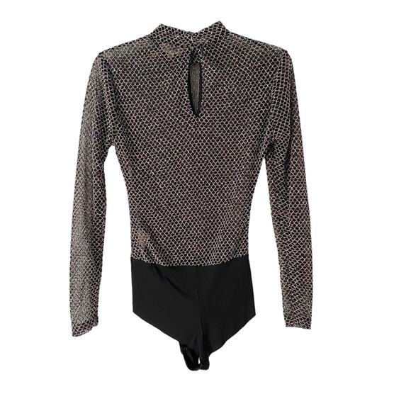 L’Agence Nico Fishnet Sheer Bodysuit Black Silver size small - Picture 7 of 10